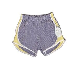 W Color Works Purple & White Gingham With Yellow Inset Shorts NWT